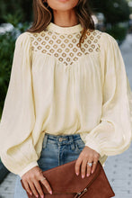 Load image into Gallery viewer, Lace Textured Balloon Sleeve Blouse
