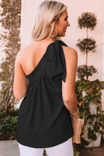 Load image into Gallery viewer, Asymmetric Tie On Shoulder Sleeveless Top
