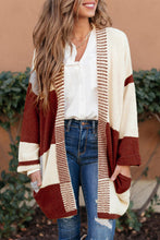 Load image into Gallery viewer, Chunky Block Pattern Knit Open Front Cardigan
