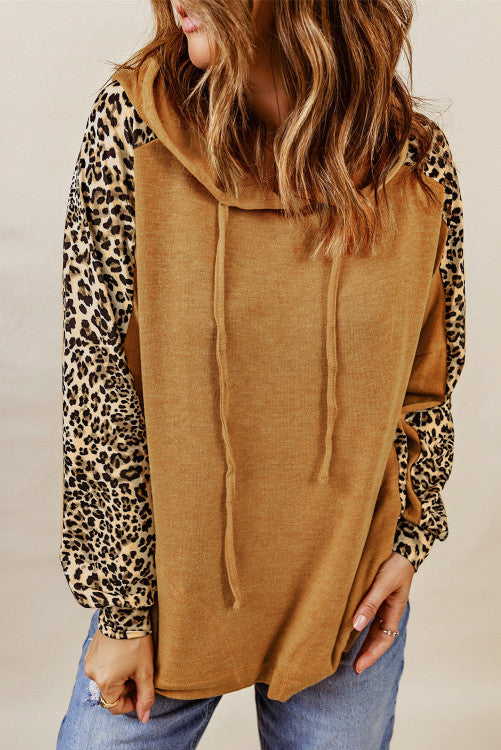 Leopard Patchwork Pullover Hoodie