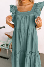 Load image into Gallery viewer, Smocked Neckline Flutter Sleeve Maxi Dress
