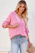 Load image into Gallery viewer, Henley V Neck Hooded Sweater
