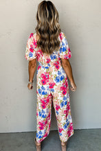 Load image into Gallery viewer, Floral Print Smocked Puff Sleeve Jumpsuit
