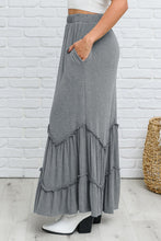 Load image into Gallery viewer, Gray Zig-zag Tiered Maxi Skirt
