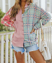 Load image into Gallery viewer, Plaid Contrast Color Block Shirt
