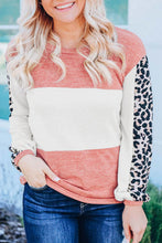 Load image into Gallery viewer, Leopard Color Block Long Sleeve Top
