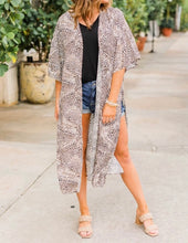 Load image into Gallery viewer, Leopard Dolman Sleeve Kimono with Slits
