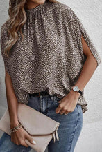 Load image into Gallery viewer, Leopard Dotty Print Knotted Dolman Sleeve Mock Neck Blouse
