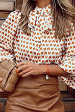 Load image into Gallery viewer, Geometric Print Tie Puff Sleeve Blouse
