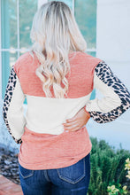 Load image into Gallery viewer, Leopard Color Block Knitted Long Sleeve Top
