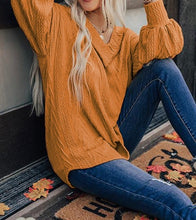 Load image into Gallery viewer, Textured V Neck Long Sleeve Knit Top
