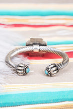 Load image into Gallery viewer, CROSS CABLE CUFF SILVERTONE BRACELET
