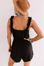 Load image into Gallery viewer, Black Ruffled Strap Sleeveless Romper
