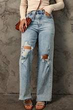 Load image into Gallery viewer, Distressed Frayed Hem Straight Leg Loose Jeans
