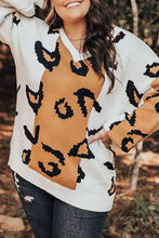 Load image into Gallery viewer, Leopard Print Colorblock Drop Shoulder Plus Size Sweater
