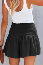 Load image into Gallery viewer, Black Smocked High Waist Ruffle Shorts
