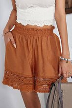 Load image into Gallery viewer, Smocked Waist Crochet Hem Casual Loose Shorts
