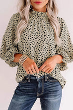 Load image into Gallery viewer, Frilled Neck 3/4 Sleeve Cheetah Print Blouse
