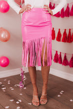 Load image into Gallery viewer, Pink Fringe Hemline Midi Skirt
