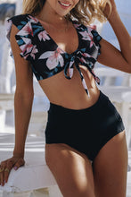 Load image into Gallery viewer, Front Tie High Waist Bikini Swimsuit with Ruffles
