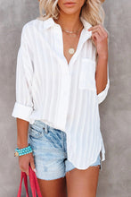 Load image into Gallery viewer, White Textured Button Up Pocketed Shirt
