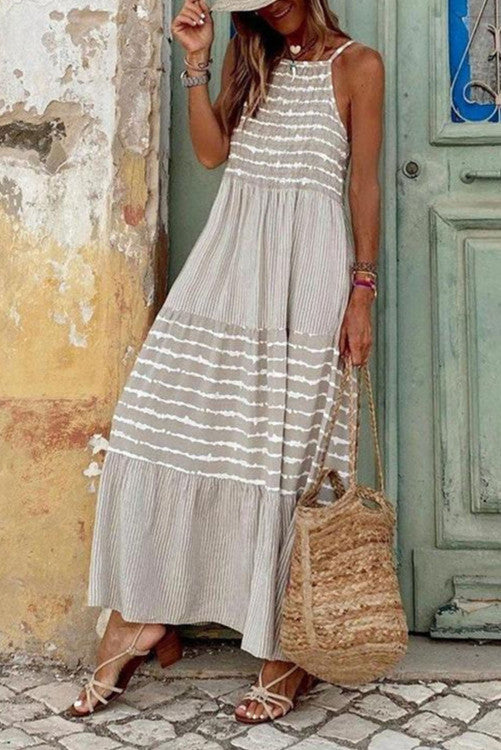 Striped Spaghetti Strap Maxi Dress