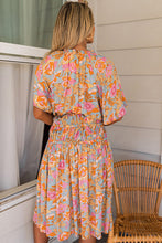 Load image into Gallery viewer, Boho Wide Sleeve Smocked Waist Floral Dress
