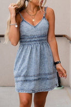 Load image into Gallery viewer, High Waist Backless Spaghetti Strap Denim Dress
