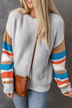 Load image into Gallery viewer, Lantern Sleeve Striped Color Block Sweater
