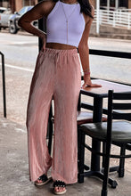 Load image into Gallery viewer, Drawstring High Waist Textured Wide Leg Pants
