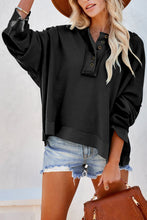 Load image into Gallery viewer, Button Solid Patchwork Trim Hoodie
