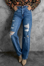 Load image into Gallery viewer, High Waist Distressed Straight Leg Jeans
