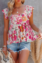 Load image into Gallery viewer, Flutter Sleeve Floral Print Flowy Tank Top
