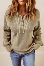 Load image into Gallery viewer, Henley V Neck Hooded Sweater
