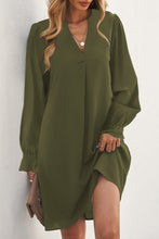 Load image into Gallery viewer, Split V Neck Ruffled Sleeves Shirt Dress
