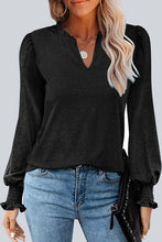 Load image into Gallery viewer, Frill V Neck Puff Long Sleeve Top
