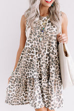 Load image into Gallery viewer, Leopard Print Layered Ruffled Sleeveless Mini Dress

