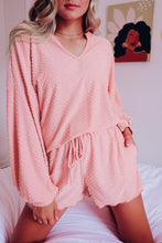 Load image into Gallery viewer, Pink Swiss Dot Long Sleeve Top and Shorts Lounge Set
