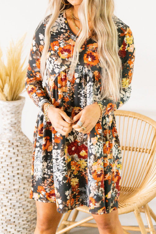 Floral Print Long Sleeve Dress