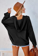 Load image into Gallery viewer, Button Solid Patchwork Trim Hoodie
