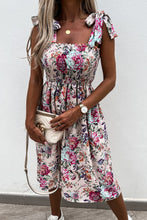 Load image into Gallery viewer, Tie Strap Smocked Floral Dress
