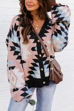 Load image into Gallery viewer, Oversized Aztec Button Front Cardigan
