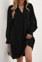 Load image into Gallery viewer, Split V Neck Ruffled Sleeves Shirt Dress
