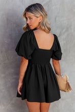 Load image into Gallery viewer, Square Neck Ruched Puff Sleeve Romper
