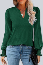 Load image into Gallery viewer, Frill V Neck Puff Long Sleeve Top
