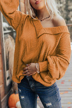 Load image into Gallery viewer, Textured V Neck Long Sleeve Knit Top
