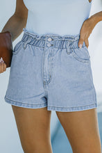 Load image into Gallery viewer, Paper bag Waist Washed Denim Shorts
